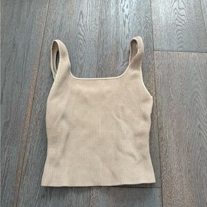 Babaton Tan Cream Fitted Sleeveless Tank Top